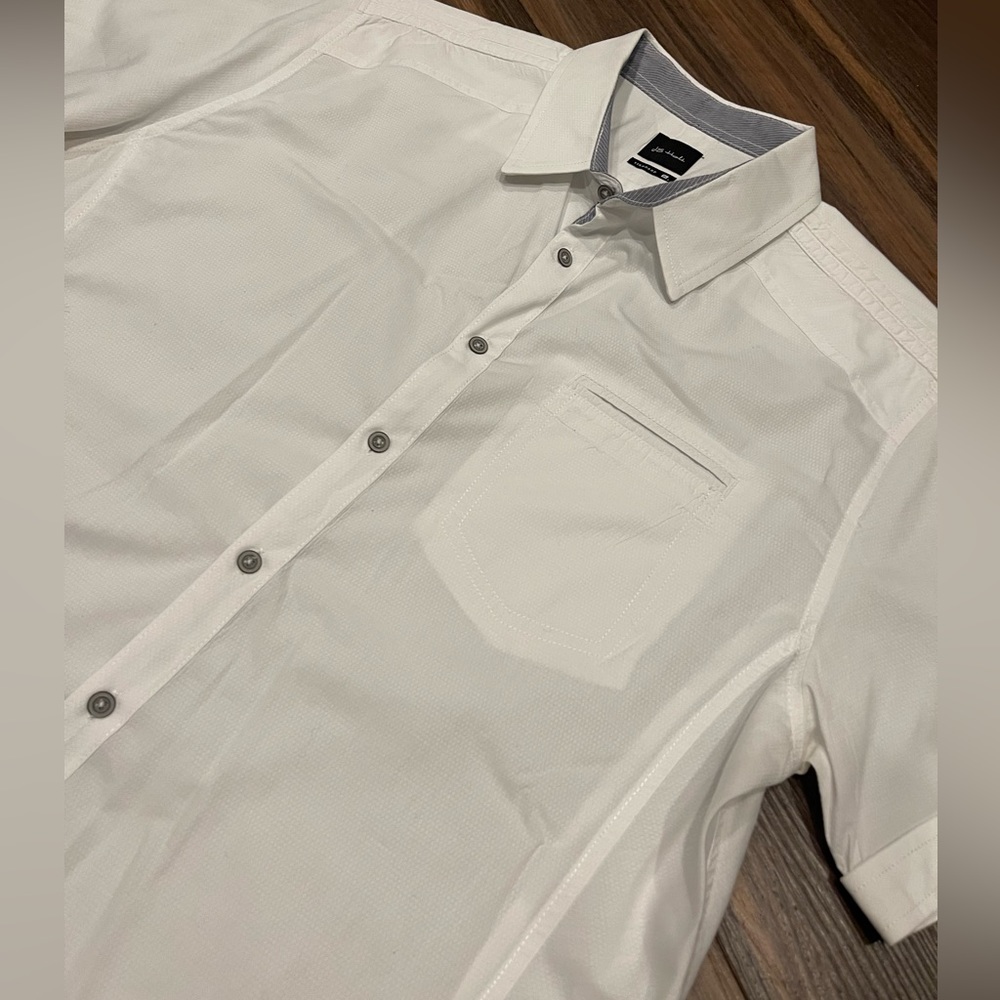 Buckle JB Holt White Cotton Short Sleeve Button Down XL - Picture 6 of 9